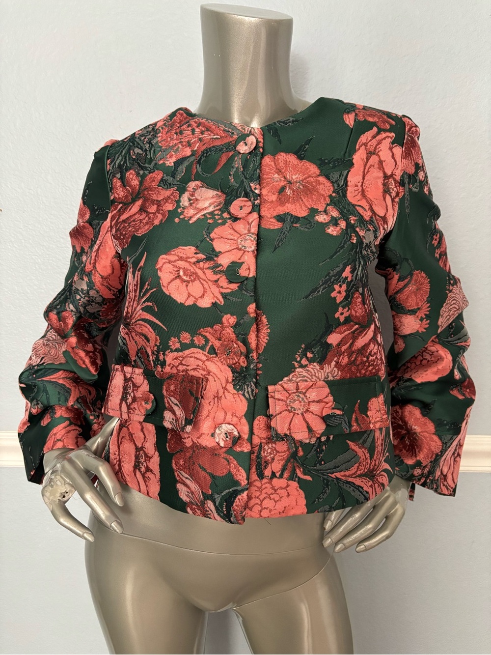 Abbey Glass NWT Forest Mum Green Pink Blazer Kennedy Jacket